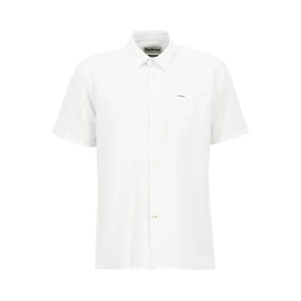 Barbour Short Sleeve Shirts, male, White, Size: XL Nelson Short Sleeve Shirt