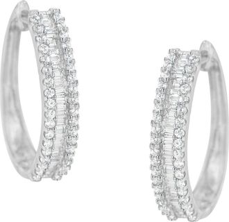 House of Brilliance 10K White Gold Diamond Hoop Earrings at Nordstrom