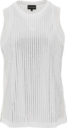 Emporio Armani Strass-embellished jersey top Woman M