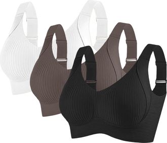 Generic Sports Bras Women 3Pc Non Wired Bras for Women Seamless Push Up Gather Bra Strong Hold Seamless Comfortable Comfort Full Cup Padded Bra Adjustable for
