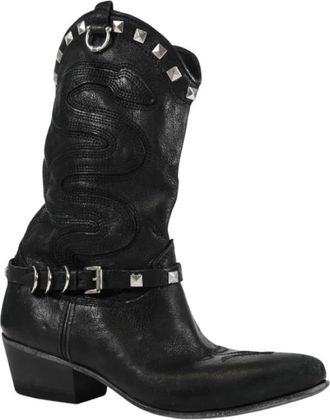 John Richmond Hoge laars met opvallende decoratieve details - Dames - Cowboylaarzen - Zwart - 36 1/2 EU - Schoenen