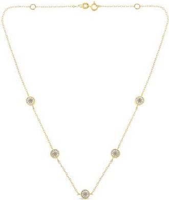 House of Brilliance Silver 1/2 Cttw Diamond Station Necklace in Yellow Gold Over Silver at Nordstrom