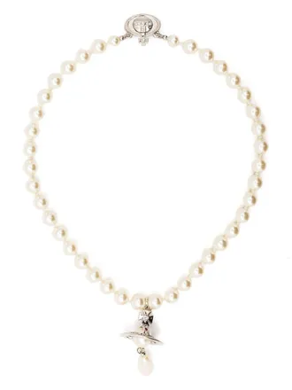 Vivienne Westwood Pearl and Silver-Toned Planet Necklace