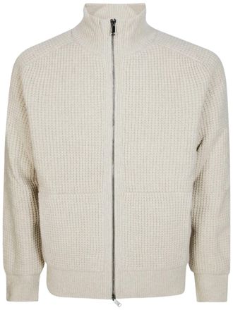 Altea Textured Waffle Knit High Collar Zip-Through Knit