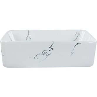 Beliani Beliani - Lavabo da appoggio per bagno Ceramica effetto marmo 490 x 380 mm Bianco Hopi