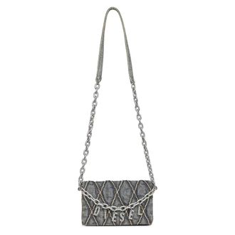 Diesel Cross Body Bags, female, Blue, ONE SIZE, Denim Chain Shoulder Bag Blue