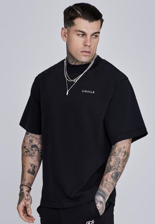 Siksilk Camiseta para Hombres Negra Gráfica XXL