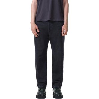 A Gold E 90s Organic Cotton Straight Leg Baggy Jeans in Tar (Washed Black) at Nordstrom Rack, Size 30