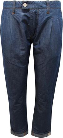 Paolo Pecora Katoen Linnen Broek met Plooien - Heren - Regular Fit Jeans - Blauw - W31 - Katoen - Jeans