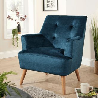 Home Source Industries Arta Accent Chair Armchair Occasional Sofa Modern Upholstered Seating in Blue