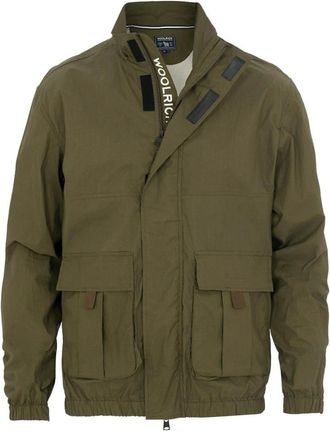 Woolrich Jassen, Heren, Groen, M, Katoen, Donkergroene Track Jacket Papery Popeline