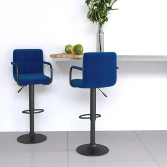vidaXL Taburetes De Cocina 2 Unidades Tela Azul Vidaxl