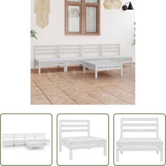vidaXL Divani da esterno - Set Divani da Giardino 5 pz Bianco in Legno Massello di Pino