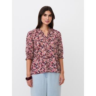Masai Mabrenitha Floral Mandarin Collar Blouse in Beet Red at Nordstrom, Size X-Small