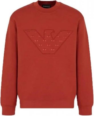 Emporio Armani Sweatshirt met ronde hals - Heren - Sweatshirts - Bruin - M - Katoen - Hoodies & sweatvesten