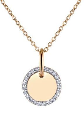 Lafonn Classic Simulated Diamond Round Disc Pendant Necklace in Clear/Silver/Gold at Nordstrom Rack
