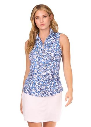 Cabana Life 1/4 Sleeveless Sport Top in Seaside Floral at Nordstrom, Size X-Large