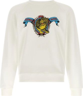 Kenzo Jumping Tiger Crewneck Sweatshirt - male - Kenzo - Sweatshirts - White - XL - Sweatshirts & Hoodies
