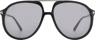 Tom Ford Archie Smoke MIrror Pilot Mens Sunglasses FT1079 01C 58
