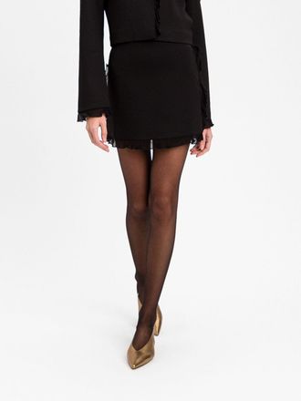 Twinset Cr&ecirc;pe Pencil Mini Skirt with Ruffles and High Waist