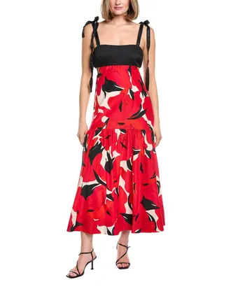 AMUR Selna Silk-Blend Midi Dress
