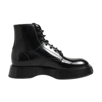 Dolce & Gabbana Lace-up Boots, male, Black, 9 UK, Black Leather Logo Ankle Boots