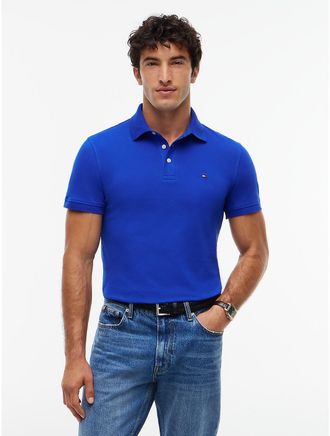 Tommy Hilfiger Mens Slim Fit Stretch Pique Polo - Cobalt - XXXL