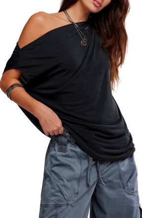 Free People Cascadia One-Shoulder Tunic Top in Black at Nordstrom, Size X-Large