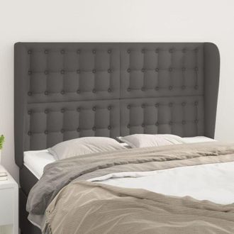 vidaXL Cabecero Con Orejas De Cuero Sint&eacute;tico Gris 147x23x118/128cm Vidaxl