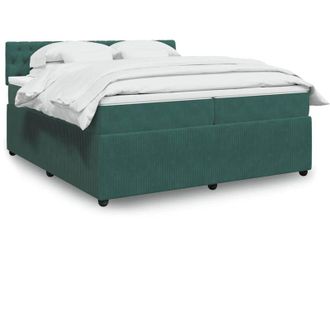 vidaXL Vidaxl - Cama Box Spring Con Colch&oacute;n Terciopelo Verde Oscuro 200x200 Cm