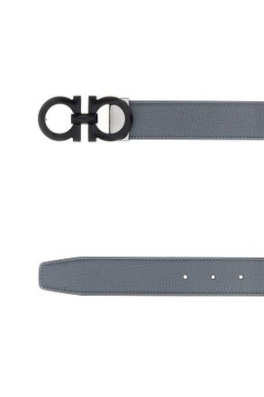 Ferragamo Mens Dark Grey Leather Reversible Belt Darkrainnero Cinture