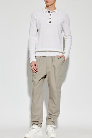 Eleventy Cashmere Long-sleeve Polo, Mens, White