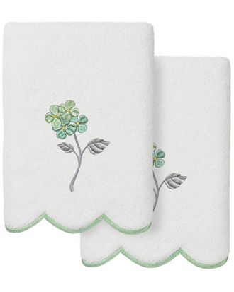 Linum Home Textiles 100% Turkish Cotton Hydea Scallop 2Pc Embellished Hand Towel Set