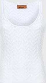 Missoni Stretch Chevron Cotton And Viscose Tank Top in White at Nordstrom, Size 38 It