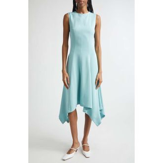 Stella McCartney Sleeveless Handkerchief Hem Midi Dress in Aquamarine at Nordstrom, Size 40