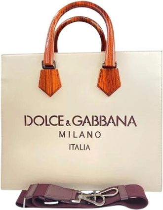 Dolce & Gabbana Pre-owned Tote Bags, male, Beige, Size: ONE SIZE Pre-owned Shoulder Tote Bag