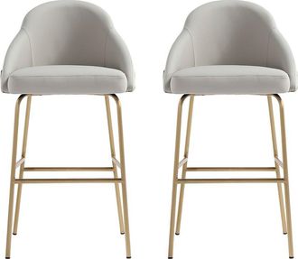 Manhattan Comfort Set Of 2 Gracie Modern Leatherette Barstools With Steel Legs