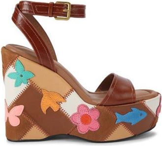 Kurt Geiger Patchwork Platform Wedge Sandal in Open Brown at Nordstrom, Size 9.5Us