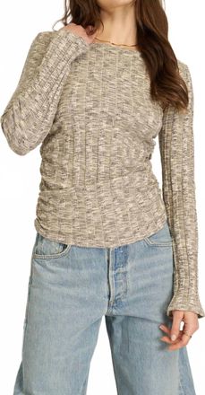 Bloomingdale's Sanna Boat Neck Rib Long Sleeve Top In Mother Of Pearl