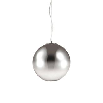 Netlighting Mapa 1 Light Globe Ceiling Pendant Chrome Shade in Grey