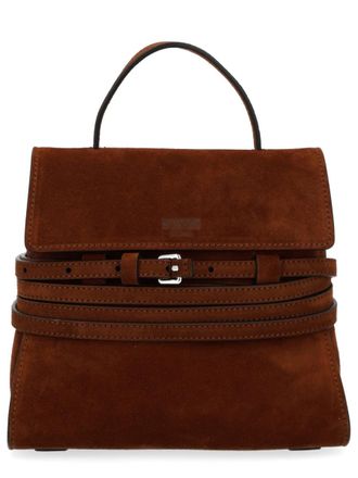 Moschino Womens Handbag Tie Me Small Brown Suede Handbags Hand Bags