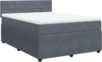 vidaXL Cama Box Spring Con Colch&oacute;n Terciopelo Gris Oscuro 140x200 Cm Vidaxl