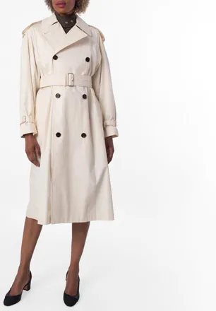 Burberry Belted Cotton-Gabardine Trench Coat, Brand Size 12 ( US Size 10 )