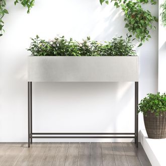 Berkfield Home Raised Garden Planter 100x26x82 cm Stainless Steel in Silver | Size: 100 x 26 x 82 cm