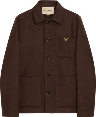 Valentino Jassen, Heren, Bruin, XL, Wol, Vgold Dry Wool Overshirt