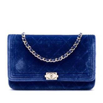 Chanel Tweedehands leren portemonnees - Dames - Pre-owned - Blauw - Maat: ONE Size Leer
