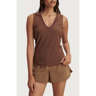 Varley Corby V-Neck Modal Blend Tank in Pinecone at Nordstrom, Size Xx-Small