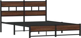 vidaXL Metal Bed Frame without Mattress Brown Oak 140x190 cm Vidaxl