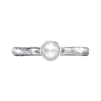 Dower & Hall 4mm White Pearl Hammered Twinkle Ring