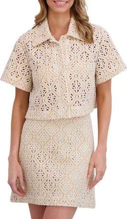 Ted Baker Open Stitch Crop Shirt in Taupe Bisque at Nordstrom Rack, Size 10